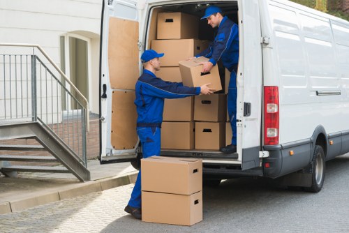 Household storage space in Thehale with organized boxes and furniture