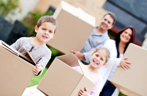 Packed household items ready for house removals in Thehale